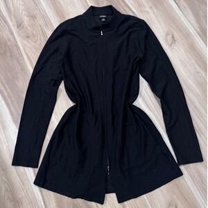 Eileen Fisher Black Zipper Front Long Sleeve Knit Jacket Cardigan Women's S a3